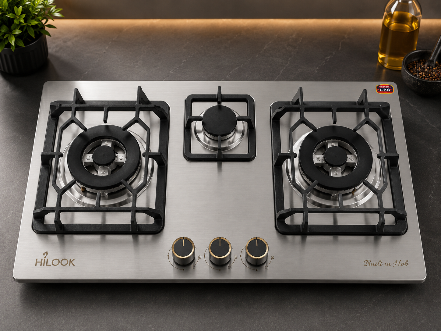 Triple Burner Silver Color Stove