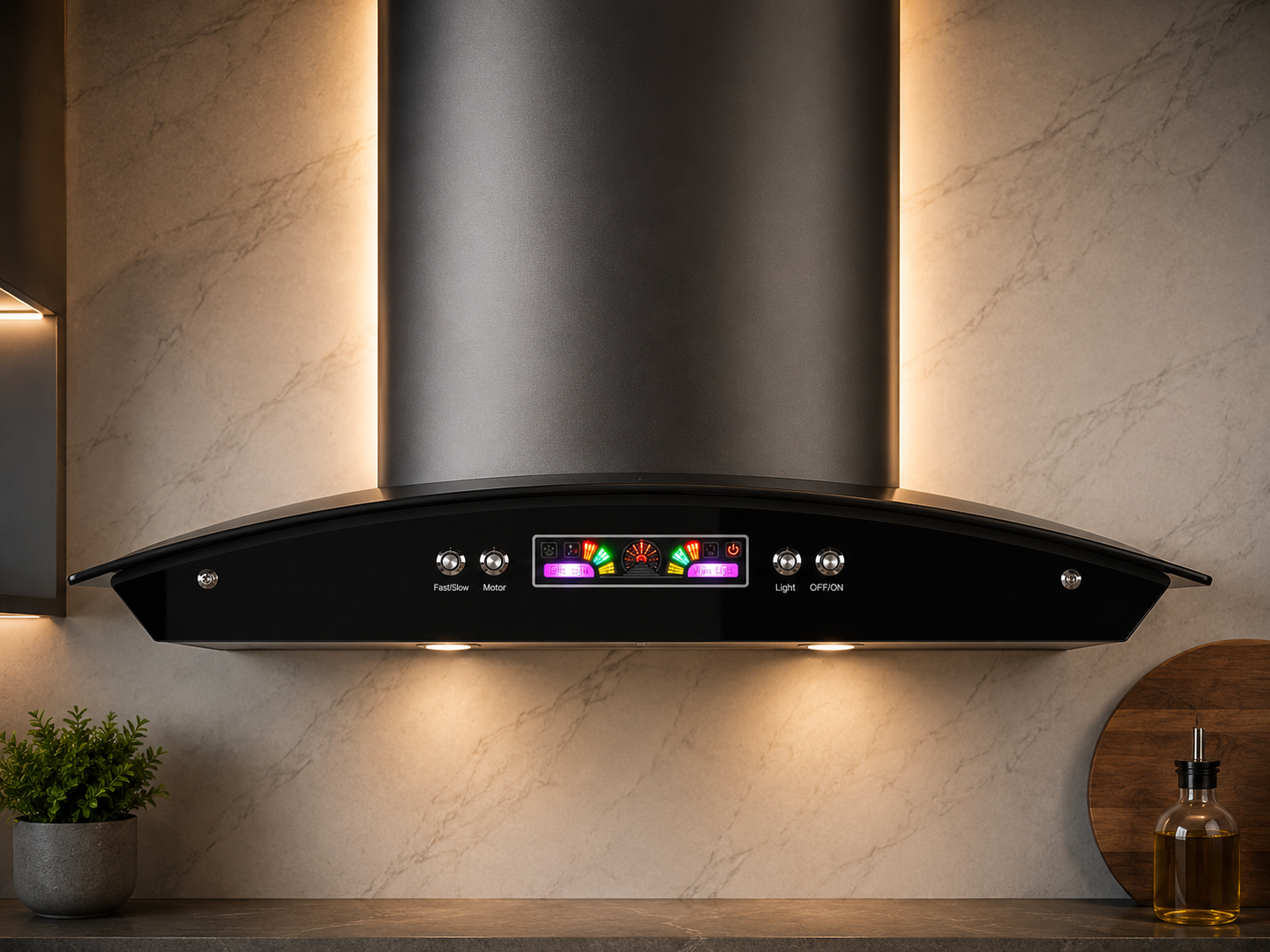 Automatic Kitchen Hood Black Color