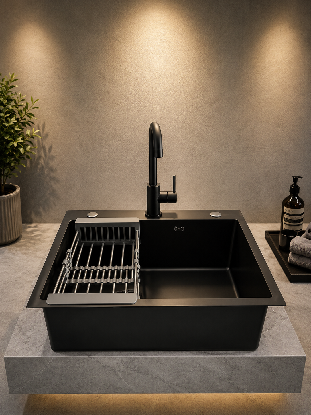 Stainless Steel Kitchen Sink Bowl Set Black