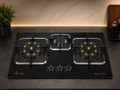 Hilook Black Triple Burner Stove Heavy Duty