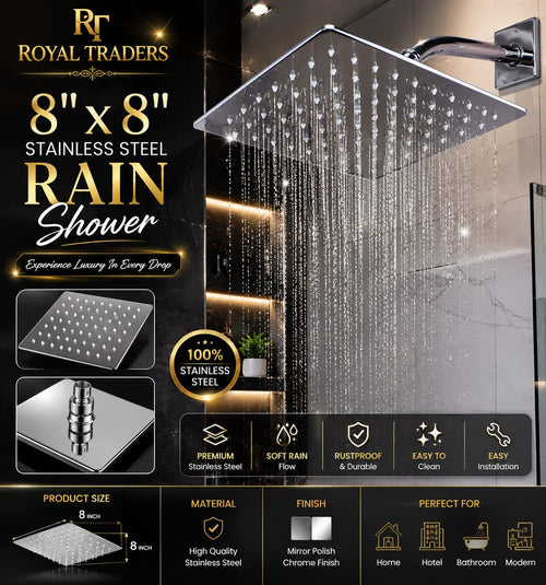 Stainless steel Rain Head Shower 8X8